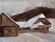 Otto Barth Farmhouse in winter Germany oil painting artist